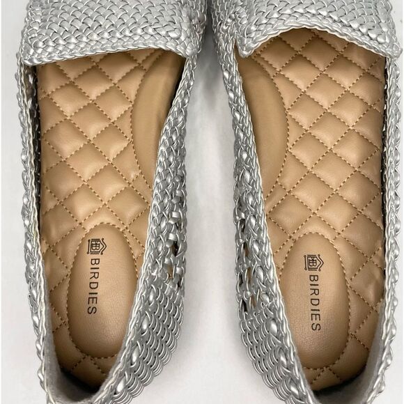 Women’s Birdies The Starling Silver Woven Slip On Vegan Leather Loafers - Picture 6 of 10